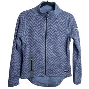 Kerrits Girls Full Zip Fleece Lined Sweatshirt Equestrian Pocket Herringbone